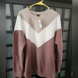 NWT Relaxed Fit Super Soft Fleece Chevron Colorblock Sweatshirt Size 1X